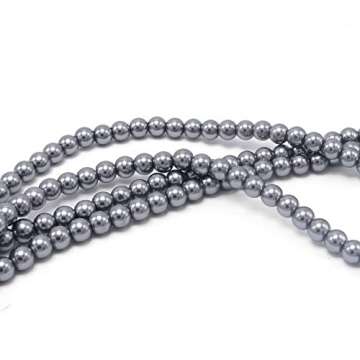 Gray Long Pearl Necklace for Women Layered Faux Pearls Strand Necklace Costume Jewelry, 69",Diameter Pearl 8MM