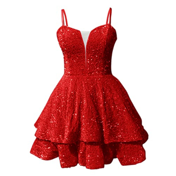 Stunning Red Sequin Prom Dress 2022 with Spaghetti Straps and Backless Design