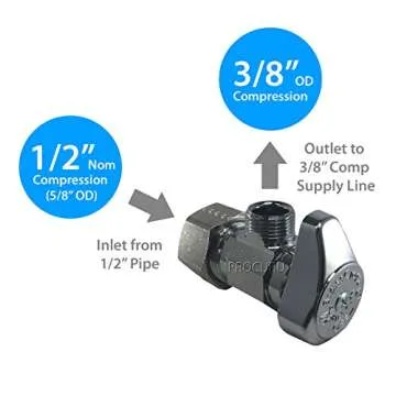 (4-Pack) BrassCraft G2CR19L1X 1/2-in Nominal Comp x 3/8-in OD Outlet Chrome Plated Brass 1/4-Turn Angle Stop Valve Less Outlet Sleeve/Nut (4-Pack)