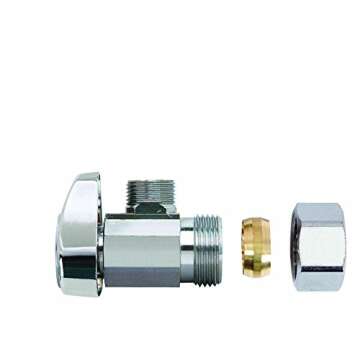 (4-Pack) BrassCraft G2CR19L1X 1/2-in Nominal Comp x 3/8-in OD Outlet Chrome Plated Brass 1/4-Turn Angle Stop Valve Less Outlet Sleeve/Nut (4-Pack)