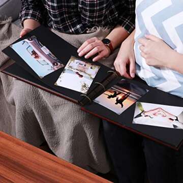 PartyKindom Wooden Photo Album Scrapbook DIY Photo Book, Travel Album Our Adventure Book Scrapbook Supplies, Wooden Self- Adhesive Vintage Map Handmade Memory Book Anniversary Album for Birthday