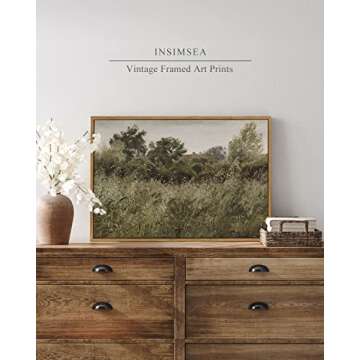 InSimSea Framed Canvas Wall Art Vintage Decor, Room Decor Wilderness Field Paintings Large Canvas Wall Art Prints, Nature Scenery Kitchen Bathroom Bedroom Decor, 16"x24"