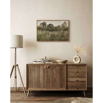 InSimSea Framed Canvas Wall Art Vintage Decor, Room Decor Wilderness Field Paintings Large Canvas Wall Art Prints, Nature Scenery Kitchen Bathroom Bedroom Decor, 16"x24"