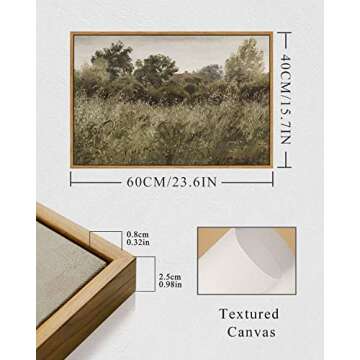 InSimSea Framed Canvas Wall Art Vintage Decor, Room Decor Wilderness Field Paintings Large Canvas Wall Art Prints, Nature Scenery Kitchen Bathroom Bedroom Decor, 16"x24"