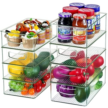 Qilinba Stackable Pantry Organizer Bins Set of 8 Clear Containers