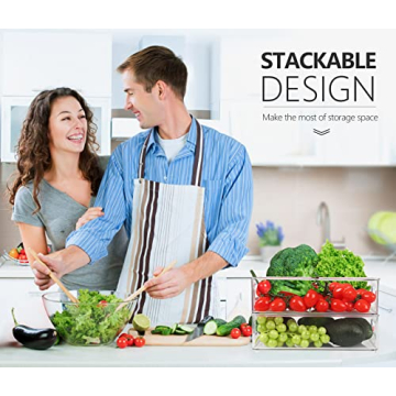 Qilinba Stackable Pantry Organizer Bins Set of 8 Clear Containers