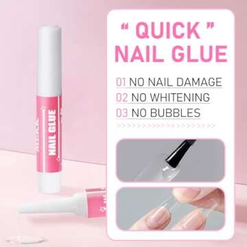 MEKK Nail Glue,Super Strong Nail Glue for Acrylic Nails,Long Lasting Nail Glue for Press Ons,Professional Nail Tip Glue Nail Tech Supplies Adhesive Press On Nail Glue for Nail Tips 0.07OZ/PCS(24PCS)