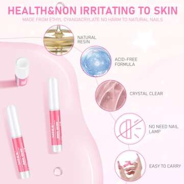 MEKK Nail Glue,Super Strong Nail Glue for Acrylic Nails,Long Lasting Nail Glue for Press Ons,Professional Nail Tip Glue Nail Tech Supplies Adhesive Press On Nail Glue for Nail Tips 0.07OZ/PCS(24PCS)