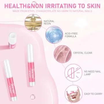 MEKK Nail Glue,Super Strong Nail Glue for Acrylic Nails,Long Lasting Nail Glue for Press Ons,Professional Nail Tip Glue Nail Tech Supplies Adhesive Press On Nail Glue for Nail Tips 0.07OZ/PCS(24PCS)