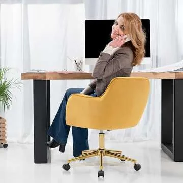 ERILEWE COLLECTION Velvet Home Office Chair, Cute Swivel Desk Chair with Wheels, Modern Rolling Adju...