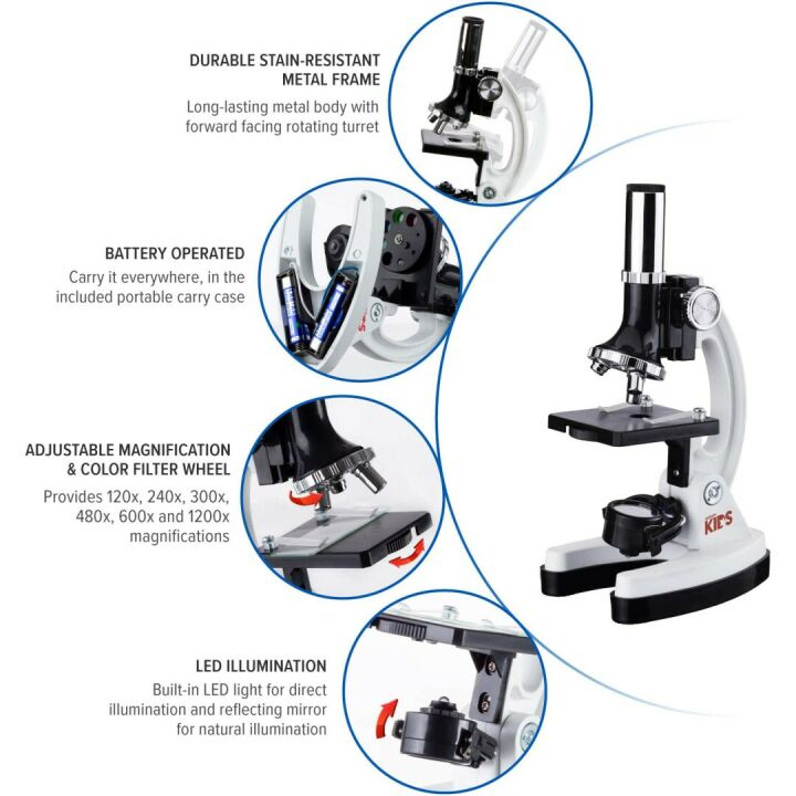 Beginner Microscope Kit for Kids - AmScope 1200X