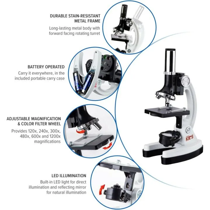 Beginner Microscope Kit for Kids - AmScope 1200X