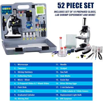 Beginner Microscope Kit for Kids - AmScope 1200X