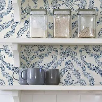 NuWallpaper NUS3547 Guildford Peel & Stick Wallpaper, Blue