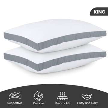 Utopia Bedding Bed Pillows for Sleeping King Size (Grey), Set of 2, Cooling Hotel Quality, Gusseted ...