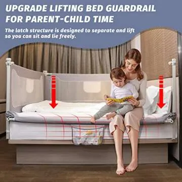 FAMILL Bed Rail for Toddlers with U-Shaped Base, Toddler Bed Rails Baby Guard for King/Twin/Full Size, Grey, 1 Piece, 74.8"