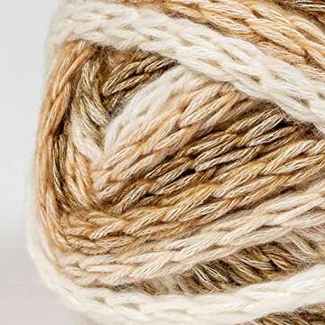 Crafted By Catherine Braided Rope Yarn - 2 Pack (63 Yards Each Skein), Beige, Gauge 6 Super Bulky