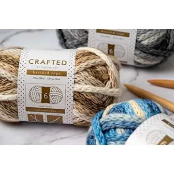 Crafted By Catherine Braided Rope Yarn - 2 Pack (63 Yards Each Skein), Beige, Gauge 6 Super Bulky