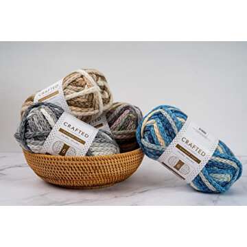 Crafted By Catherine Braided Rope Yarn - 2 Pack (63 Yards Each Skein), Beige, Gauge 6 Super Bulky