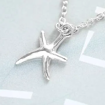 Tgirls Boho Starfish Layered Necklace Shell Pendant Necklace Silver Necklaces Chain for Women (Silver)