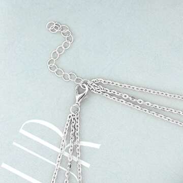 Tgirls Boho Starfish Layered Necklace Shell Pendant Necklace Silver Necklaces Chain for Women (Silver)