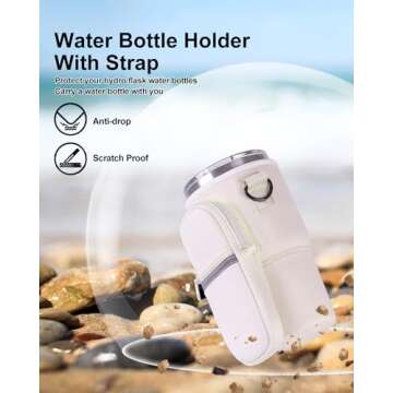 Water Bottle Holder with Strap for YETI 30 oz Tumbler, Water Bottle Carrier Sling Bag with Phone Pocket, Gym Bottle Accessories, Water Bottle Sleeve Bag for Walking Hiking Travel-White