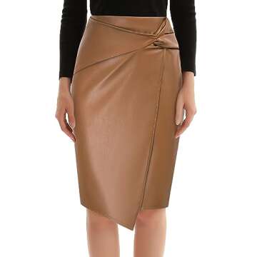 Kate Kasin Leather Pencil Skirt - Elegant High Waist Design