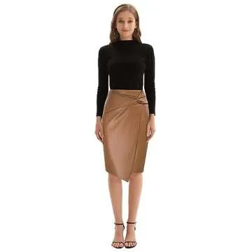 Kate Kasin Leather Pencil Skirt - Elegant High Waist Design