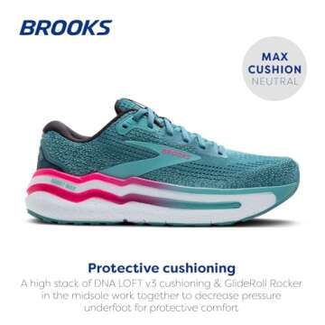 Brooks Women’s Ghost Max 2 Neutral Running & Walking Shoe - Storm Blue/Knockout Pink/Aqua - 8 Medi...