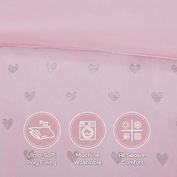 Elegant Mi Zone Rosalie Comforter Set for Girls, Pink/Silver