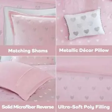 Elegant Mi Zone Rosalie Comforter Set for Girls, Pink/Silver
