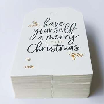Elegant Pack of 50 Christmas Gift Tags with String