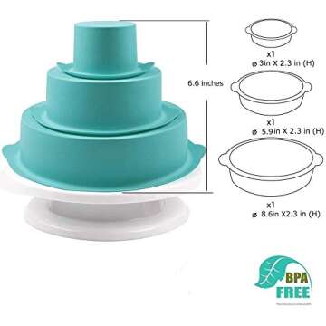 Webake Round Cake Pan Set Silicone Cake Molds Baking Pans for 3 Tier Cake Layer Tin, 8 Inch, 6 Inch,...