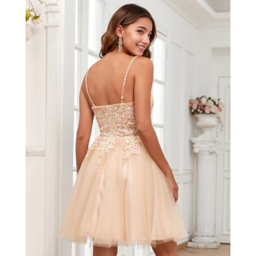 JAEDEN Short Lace Prom Dress for Homecoming and Quinceañera