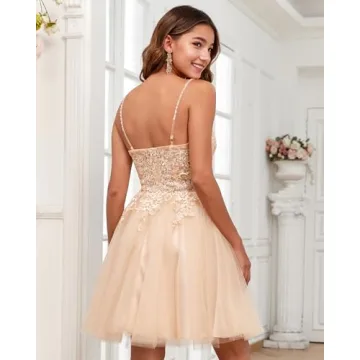 JAEDEN Short Lace Prom Dress for Homecoming and Quinceañera