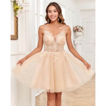 JAEDEN Short Lace Prom Dress for Homecoming and Quinceañera