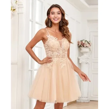 JAEDEN Short Lace Prom Dress for Homecoming and Quinceañera