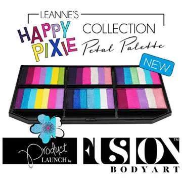 FUSION BODY ART Pro Quality Professional Face Painting Petal Palette - Leanne's Happy Pixie | Hypoallergenic Safe & Non-Toxic - Perfect for Full Face Designs and Cheek Art | US and EU compliant