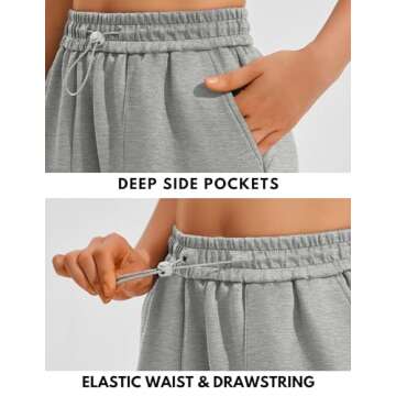 PINSPARK Lounge Shorts for Women Causal Summer Sweat Short Athletic Running Workout Activewear with Pockets Elastic Waist, Heather Light Grey, Small