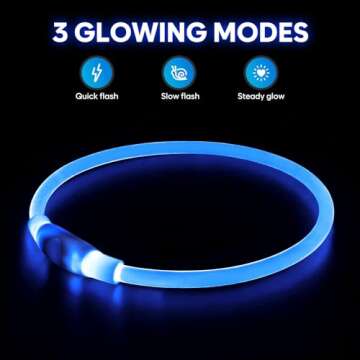 HIGO LED Dog Collar, USB Rechargeable Light Up Dog Collars Glow in The Dark, TPU Cuttable Pet Safety...