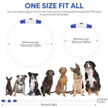 HIGO LED Dog Collar, USB Rechargeable Light Up Dog Collars Glow in The Dark, TPU Cuttable Pet Safety Dog Necklace for Nighttime Dog Walking (Blue)