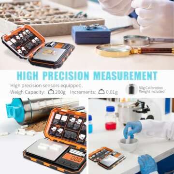 Fuzion Digital Pocket Scale, 200g x 0.01g, 6 Units Conversion Mini Scale with LCD Display, Tare Function for Food, Jewelry, Medicine, Coffee (Battery Included)