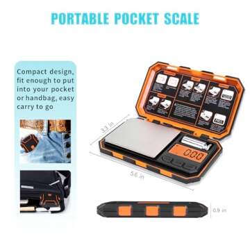 Fuzion Digital Pocket Scale, 200g x 0.01g, 6 Units Conversion Mini Scale with LCD Display, Tare Function for Food, Jewelry, Medicine, Coffee (Battery Included)