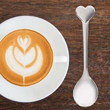 12pcs Heart Shaped Stainless Steel Coffee Spoons for Dessert & Drinks