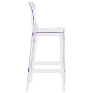 Flash Furniture Theo Ghost Barstool with Tear Back in Transparent Crystal