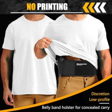 Mostcomtac Belly Band Holster for Concealed Carry, Gun Holster for Men Women, Breathable Concealed Carry Holster Fits Glock 19 17 42 43 43x, Ruger Lcp 380, Taurus for Most Pistols and Revolvers