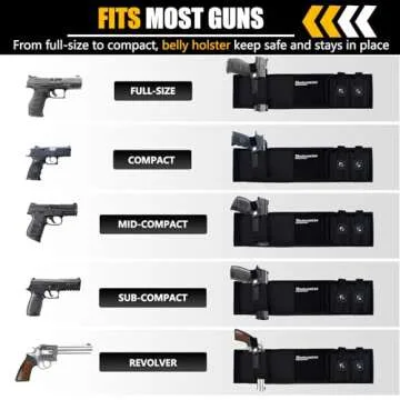 Mostcomtac Belly Band Holster for Concealed Carry, Gun Holster for Men Women, Breathable Concealed Carry Holster Fits Glock 19 17 42 43 43x, Ruger Lcp 380, Taurus for Most Pistols and Revolvers