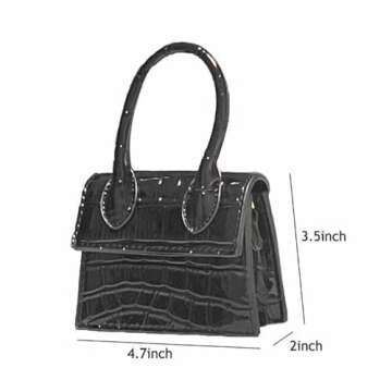 Cute Purse Mini Crossbody Bags for Women Top Handle Clutch Handbag (Black)