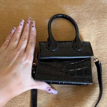 Cute Purse Mini Crossbody Bags for Women Top Handle Clutch Handbag (Black)