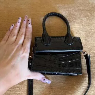 Cute Purse Mini Crossbody Bags for Women Top Handle Clutch Handbag (Black)